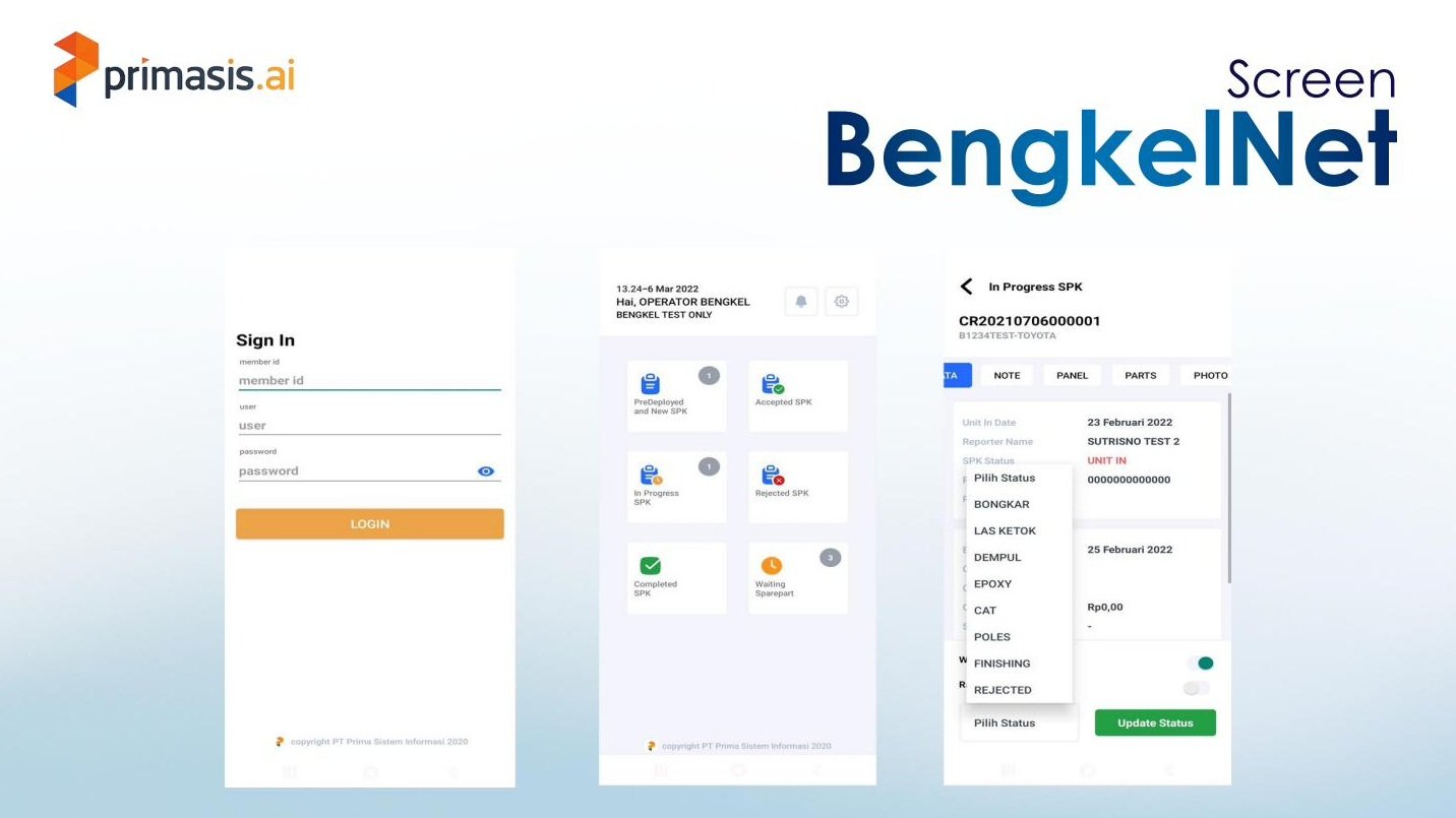 BENGKELnet admin screen detail